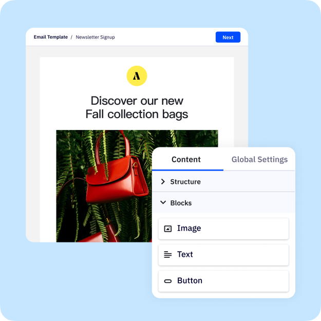 Example of creating content blocks in an email template that can be displayed or hidden depending on the recipient.