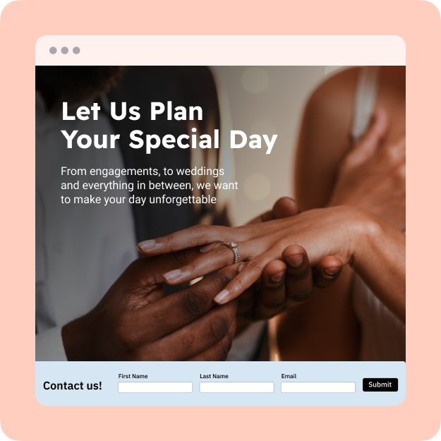 A website with an inline form on the bottom of the viewport.